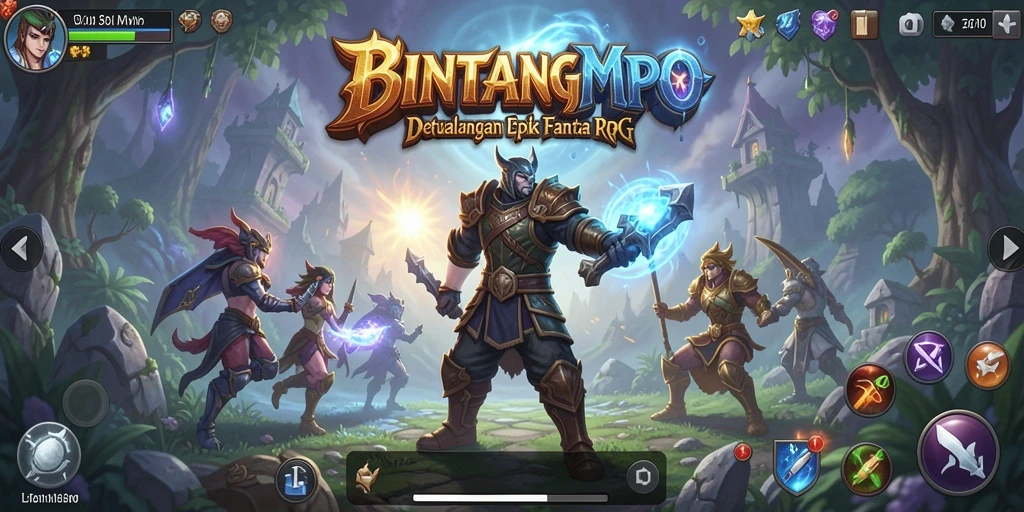 Tampilan gameplay epik dari BINTANGMPO yang penuh petualangan RPG.