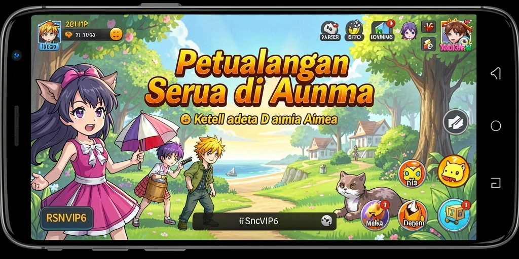 Tampilan gameplay menarik dari RSNVIP6 dengan karakter anime terkenal.